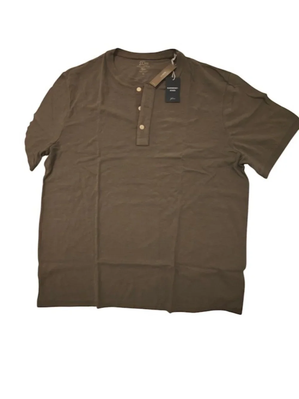 J. Crew Men's Garment Dyed Green XXL 2XL Short Sleeve Henley Shirt 100 Cotton